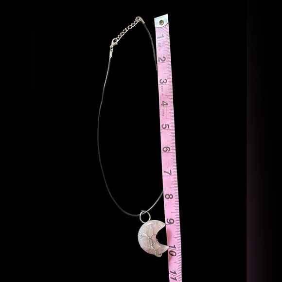 Twinkling Tree Rose Quartz Crescent Moon Tree of Life Necklace - Picture 9 of 9